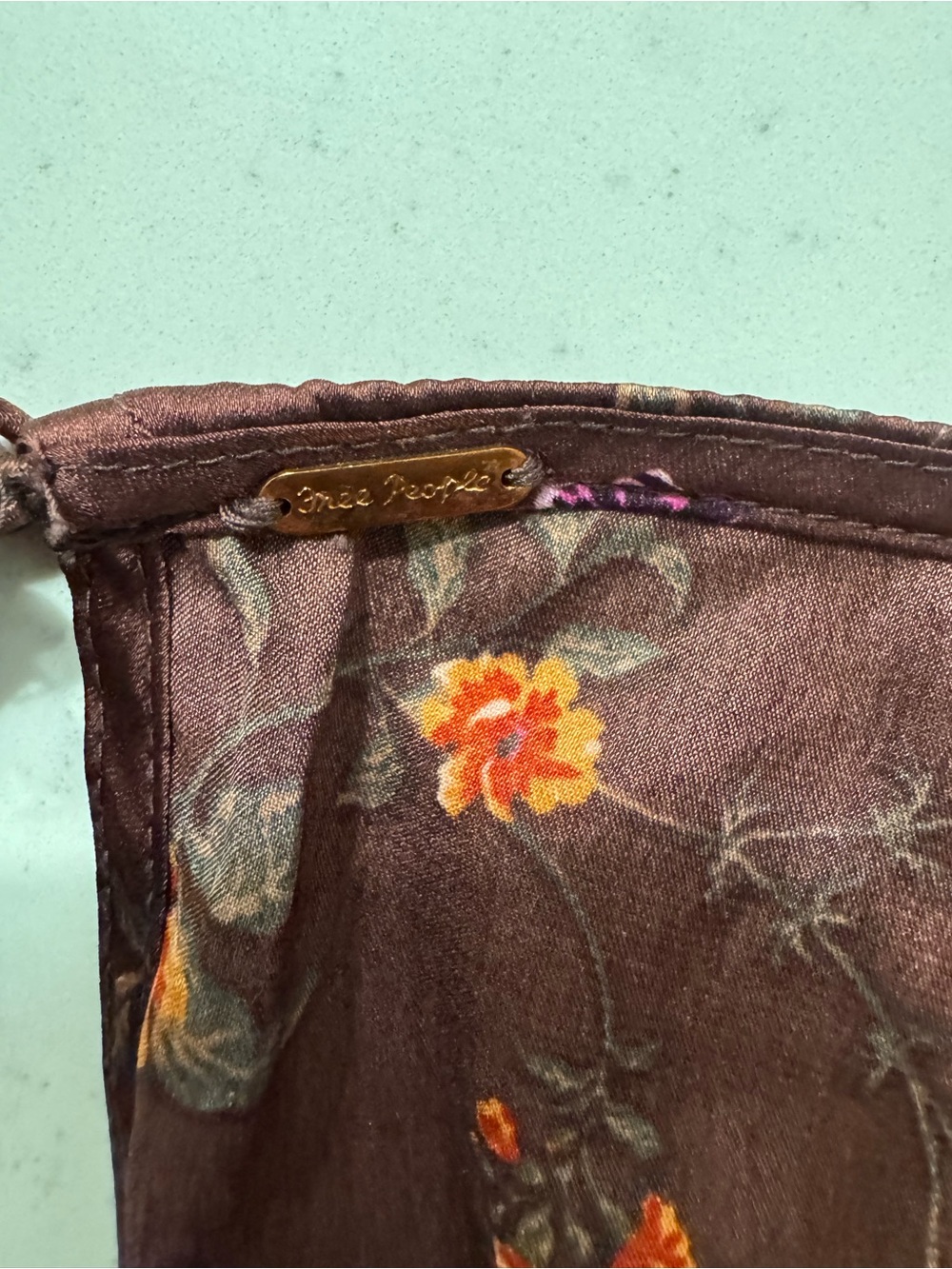 Free People Butterfly Babe Maxi Dress M Brown Floral Satin Open Back Cottagecore - Picture 3 of 9